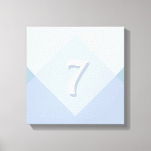 Bewerkbare Zeven op Abstract Zilverblauw Ontwerp Canvas Afdruk