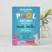 Bewerkbare Zomer Splash Party Uitnodiging voor Kin (Staand voorkant)