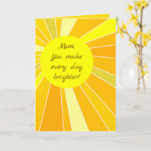 Bewerkbare zonnestralen Moederdag Kaart (Gele Bloem)