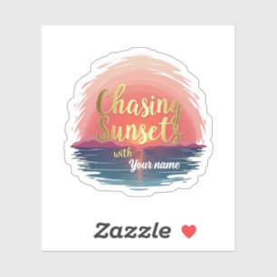 Bewerkbare Zonsondergangen najagen met Naam Design Sticker