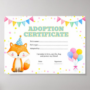 Bewerkt certificaat voor het adopteren van een hui poster