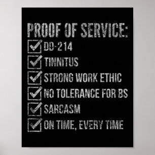 Bewijs van dienst dd-214 tinnitus sterke werk poster