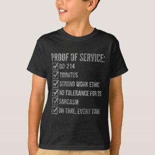Bewijs van dienst dd-214 tinnitusus sterke werkBew T-shirt