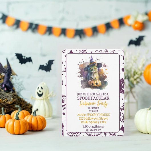 Bewitching Chat Halloween Fête Invitation