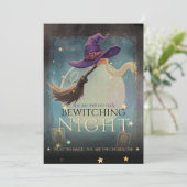 Bewitching Night Witchy Tarot Halloween Uitnodigen Kaart (Staand voorkant)
