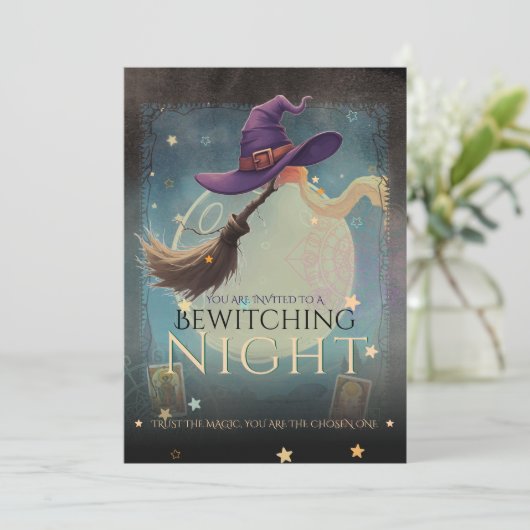 Bewitching Nuit Witchy Tarot Invitation Halloween (Debout devant)