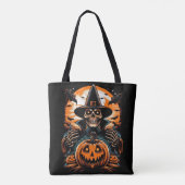 Bewitching Skeleton met Jack-O'-Lantern Halloween Draagtas (Achterkant)
