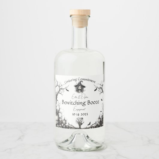 Bewitching Theme Verloving Likeurfles Etiket (Voorkant)
