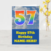 Bewolkte blauwe hemel, regenboogpatroon "57" Verja Kaart (Gele Bloem)