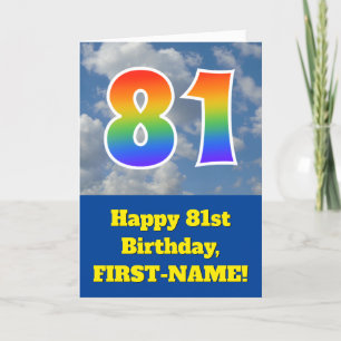 Bewolkte blauwe hemel, regenboogpatroon "81" Verja Kaart