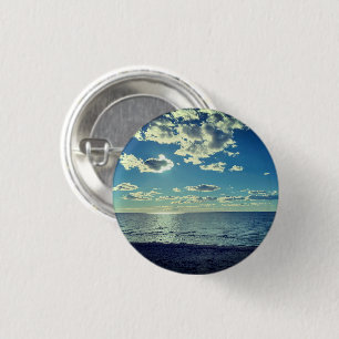 Bewolkte Blauwe Lucht Lege Strand Pinback Ronde Button 3,2 Cm