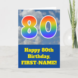 Bewolkte Blauwe Lucht, Regenboog Patroon "80" Verj Kaart