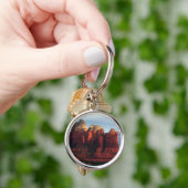 Bewolkte Coffee Pot Rock in Sedona Arizona Sleutelhanger (Hand)