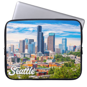 Bewolkte dag in Seattle, Washington, Verenigde Sta Laptop Sleeve