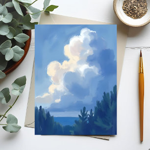 Bewolkte luchten Waterverfschilderij van Blauwe Briefkaart