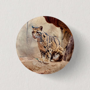 bewolkte luipaard foto natuur natuurleven exotisch ronde button 3,2 cm