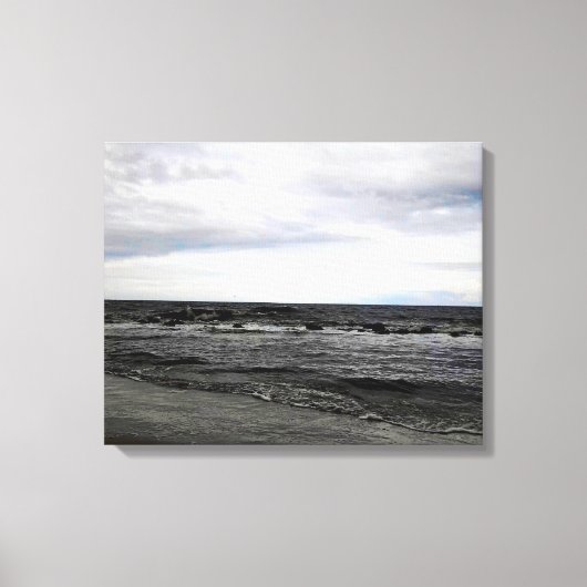 Bewolkte Oceaankust Canvas Afdruk (Voorkant)