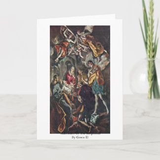 Bewondering van de Herders door Greco Gr Kaart