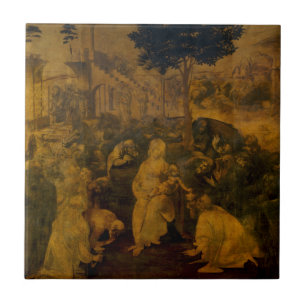 Bewondering van Magi door Leonardo da Vinci Tegeltje