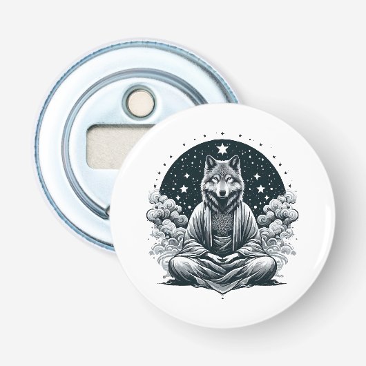 Bewuste Wolf Button Flesopener (Voorkant)