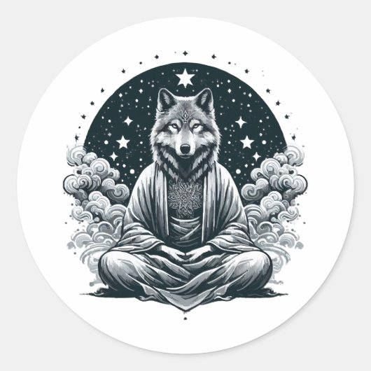 Bewuste Wolf Ronde Sticker (Voorkant)