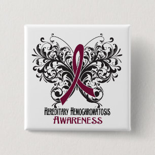 Bewustmaking Butterfly Hereditary Hemochromatosis Vierkante Button 5,1 Cm