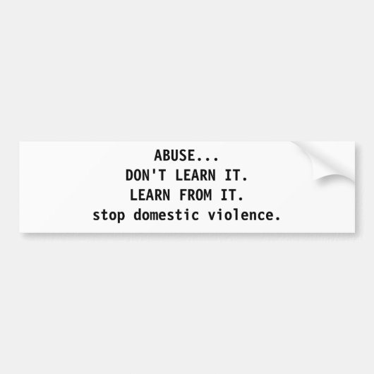 BEWUSTMAKING EN BINNENLANDSE GEWELD BUMPERSTICKER (Voorkant)