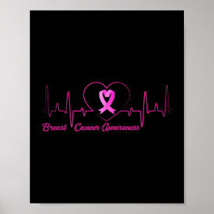Bewustmaking hartslag Borstkanker Roze lint Poster