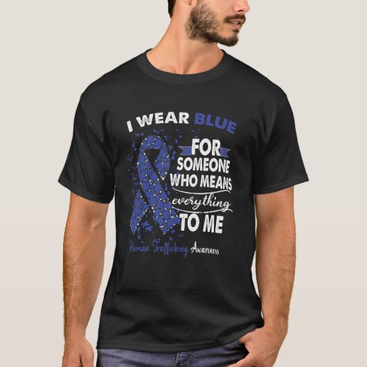 Bewustmaking mensenhandel Aankomst blauw steunen T-shirt (Voorkant)