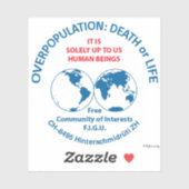 Bewustmaking overbevolking sticker (Vel)