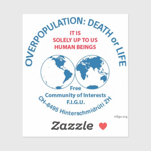 Bewustmaking overbevolking sticker (Vel)