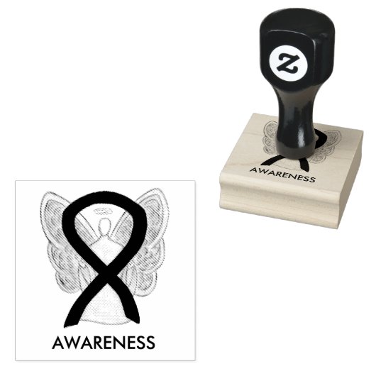 Bewustmaking Ribbon Angel Art Custom Ink Stamp Rubberstempel (Gestempeld)