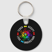 Bewustmaking van autisme Leraar Puzzle Teach accep Sleutelhanger (Voorkant)
