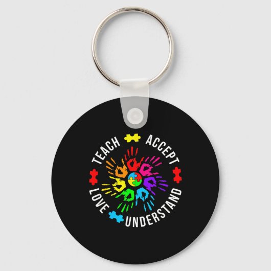 Bewustmaking van autisme Leraar Puzzle Teach accep Sleutelhanger (Voorkant)