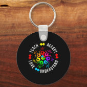 Bewustmaking van autisme Leraar Puzzle Teach accep Sleutelhanger (Voorkant)