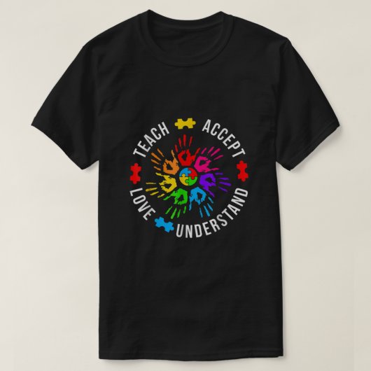 Bewustmaking van autisme Leraar Puzzle Teach accep T-shirt (Design voorkant)