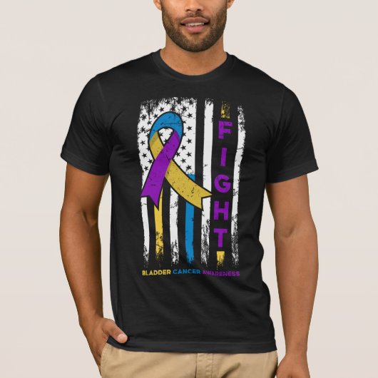 Bewustmaking van blaaskanker met vlag t-shirt (Voorkant)