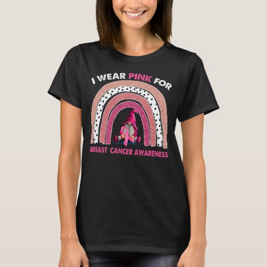 Bewustmaking van borstkanker Roze lintregenboog T-shirt (Voorkant)