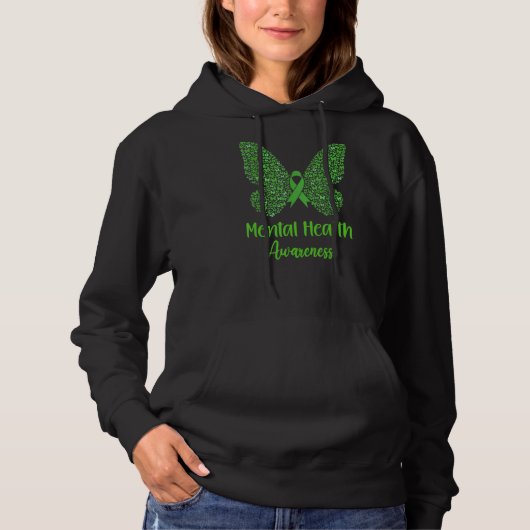 Bewustmaking van de geestelijke gezondheid Groene  Hoodie (Voorkant)