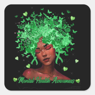Bewustmaking van de geestelijke gezondheid Maand h Vierkante Sticker