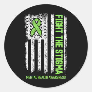 Bewustmaking van de geestelijke gezondheid vecht t ronde sticker