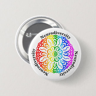 Bewustmaking van de Neurodiversiteit Rainbow Manda Ronde Button 5,7 Cm