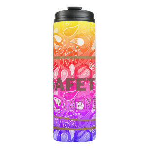 Bewustmaking van de veiligheid Rode Tekst Gele Gre Thermosbeker