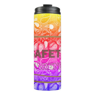 Bewustmaking van de veiligheid Rode Tekst Gele Gre Thermosbeker