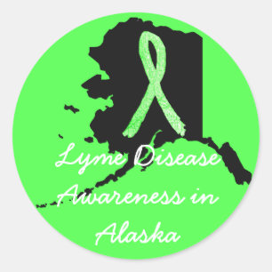 Bewustmaking van de ziekte van Lyme bij Alaska-Sti Ronde Sticker