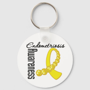 Bewustmaking van endometriose Gemstone Ribbon Sleutelhanger