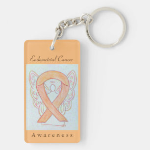 Bewustmaking van endometriumkanker Peach Ribbon Sl Sleutelhanger