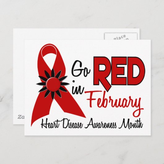 Bewustmaking van hartziekten Maand Rood lint 1.2 Briefkaart (Voorkant / Achterkant)