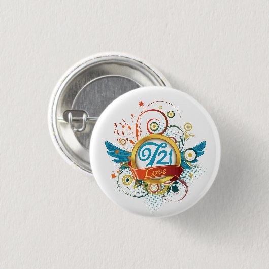 Bewustmaking van het downsyndroom ronde button 3,2 cm (Voorkant /achterkant)