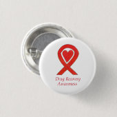Bewustmaking van het drugsgebruik Rood hartlijntje Ronde Button 3,2 Cm (Voorkant /achterkant)